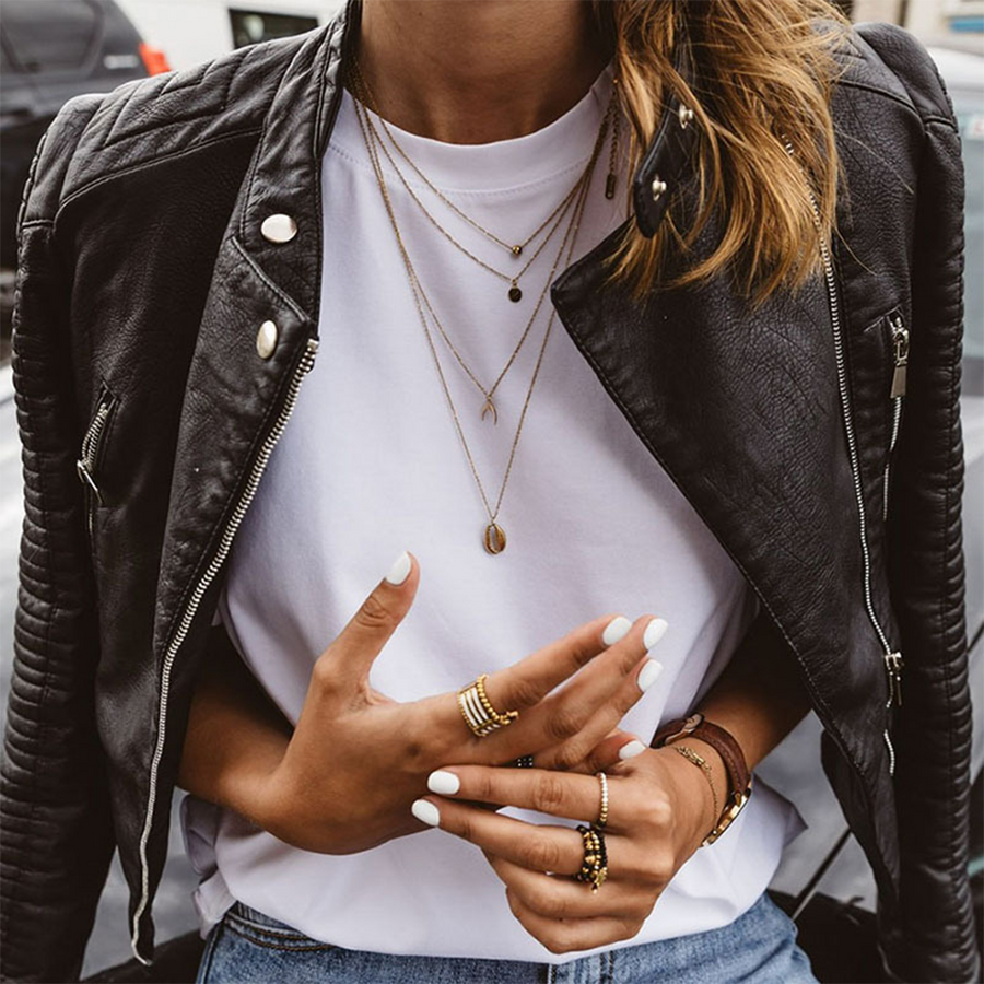 Chaqueta de cuero negra para mujer