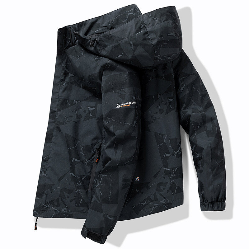 Chaqueta de esquí para hombre elegante con capucha y diseño deportivo