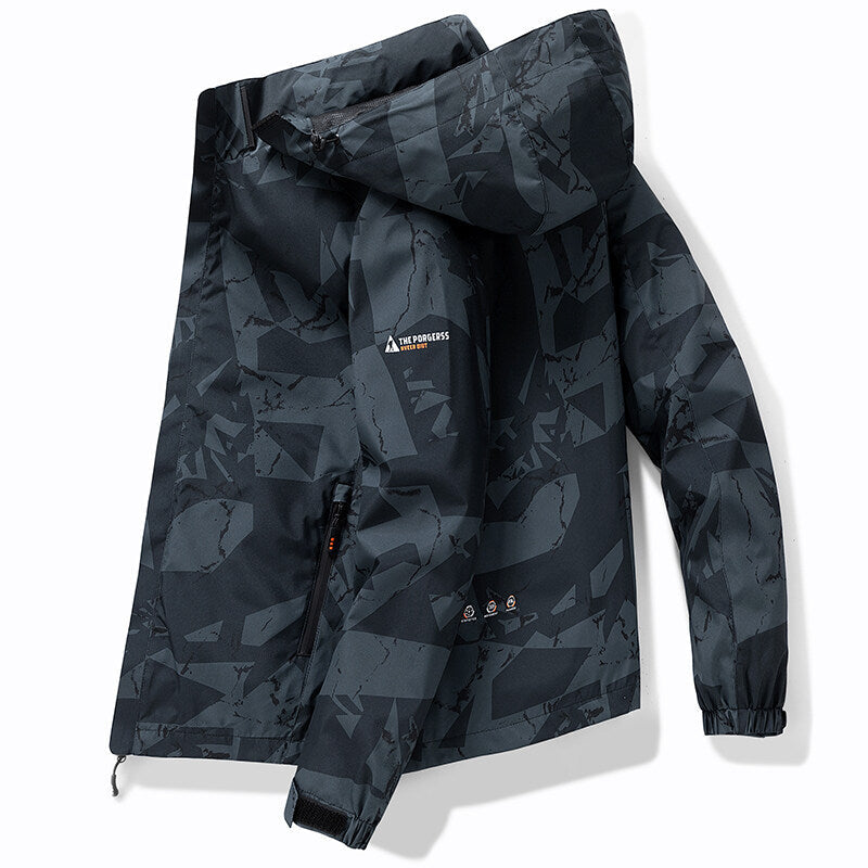 Chaqueta de esquí para hombre elegante con capucha y diseño deportivo