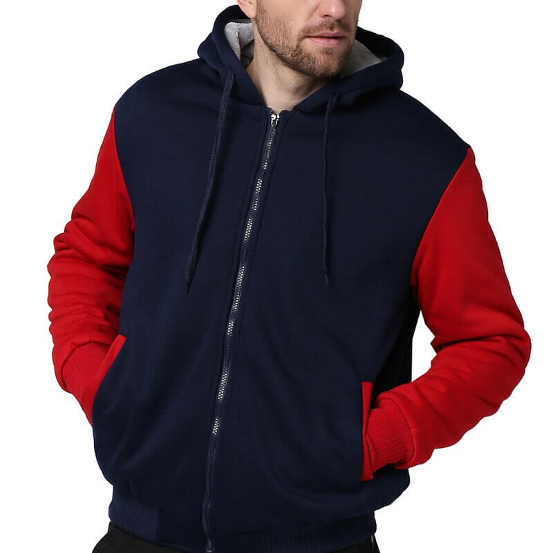 Chaqueta de forro polar de invierno para hombre con capucha y cremallera
