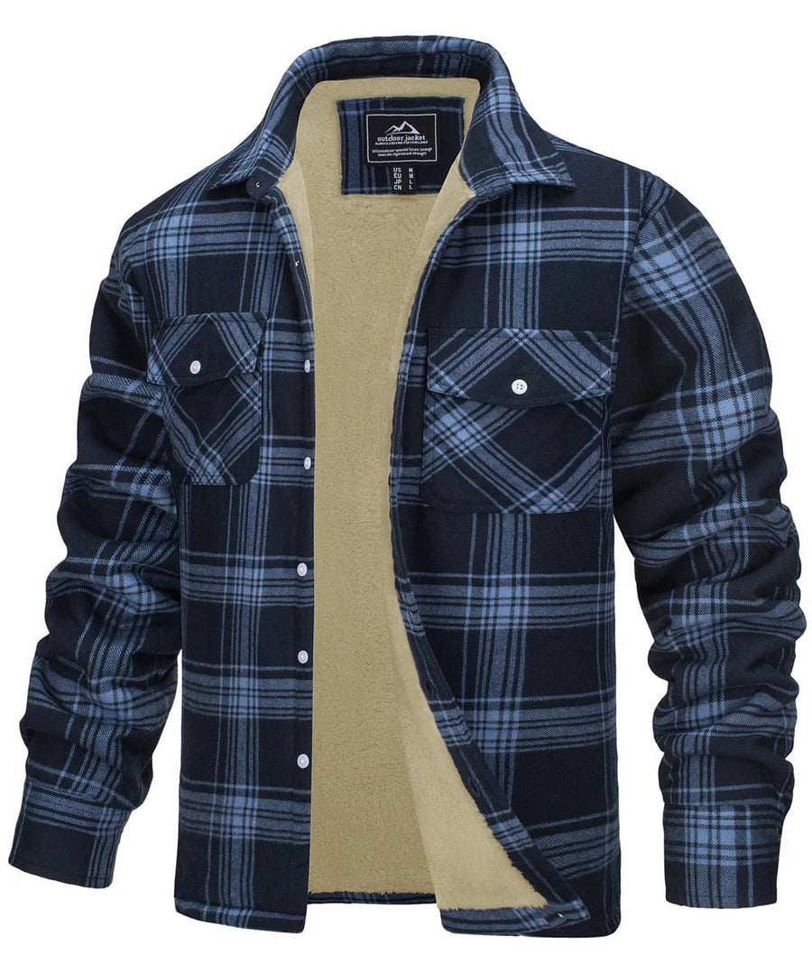 Chaqueta de franela a cuadros para hombre estilo algodón