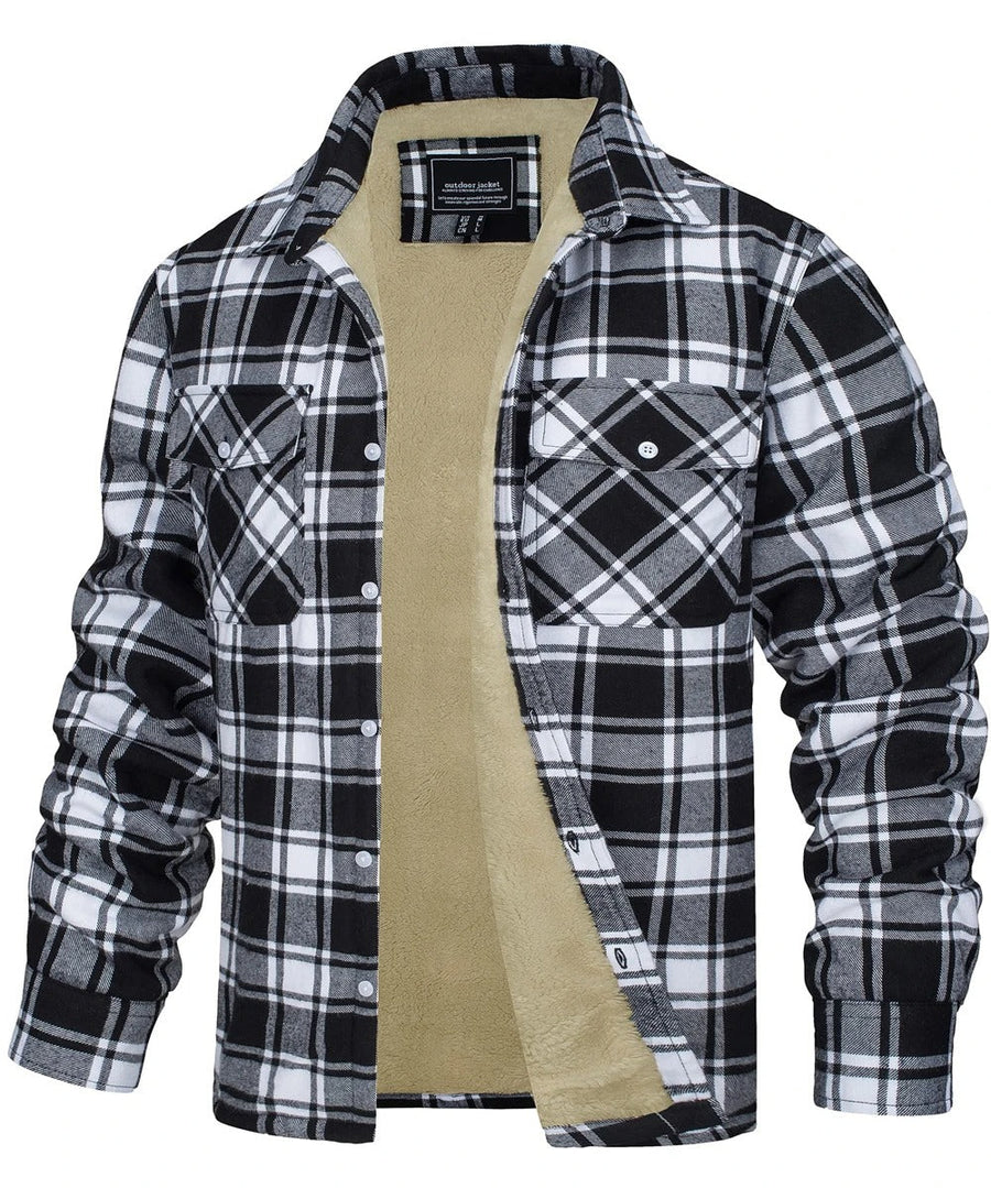 Chaqueta de franela a cuadros para hombre estilo algodón