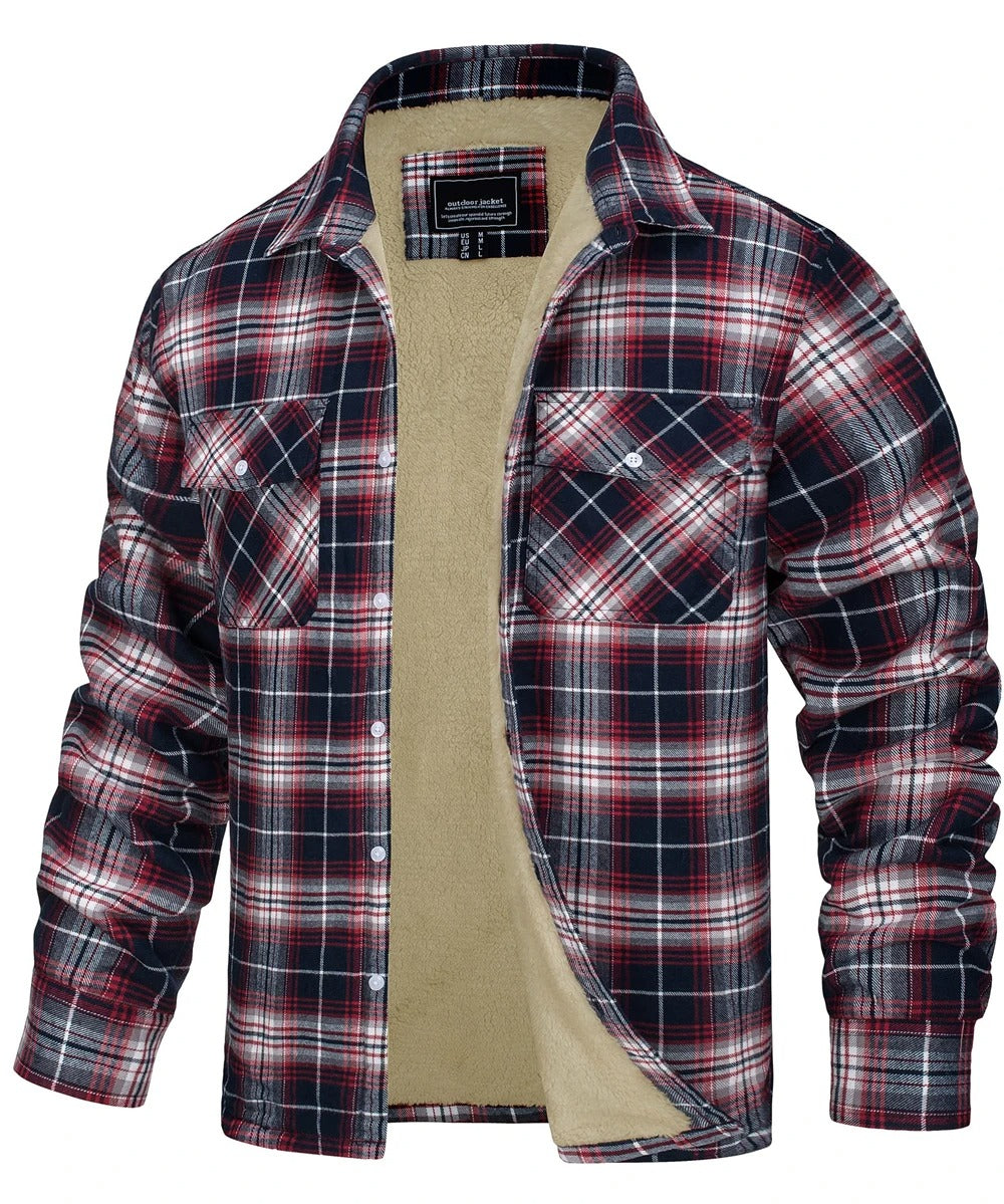 Chaqueta de franela a cuadros para hombre estilo algodón