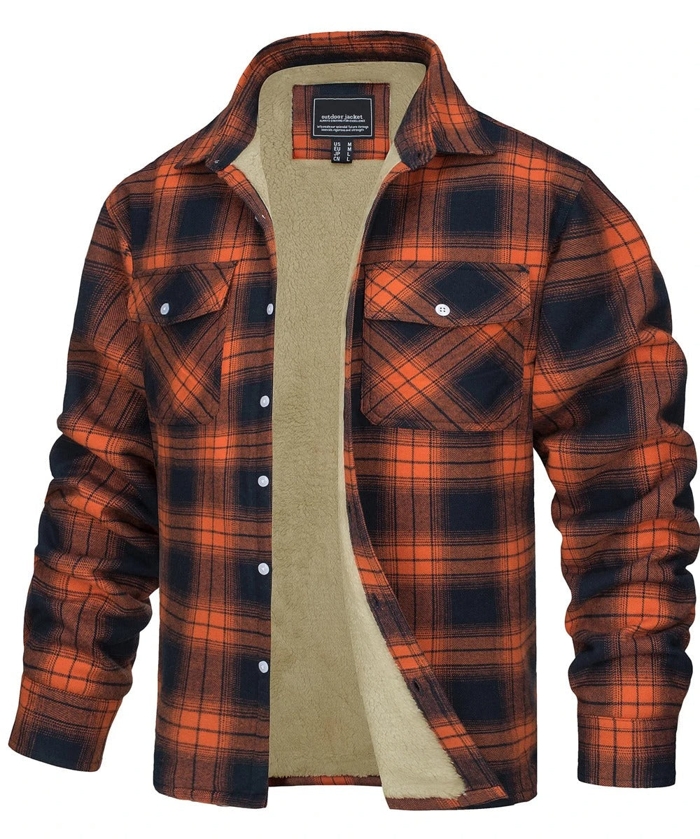 Chaqueta de franela a cuadros para hombre estilo algodón
