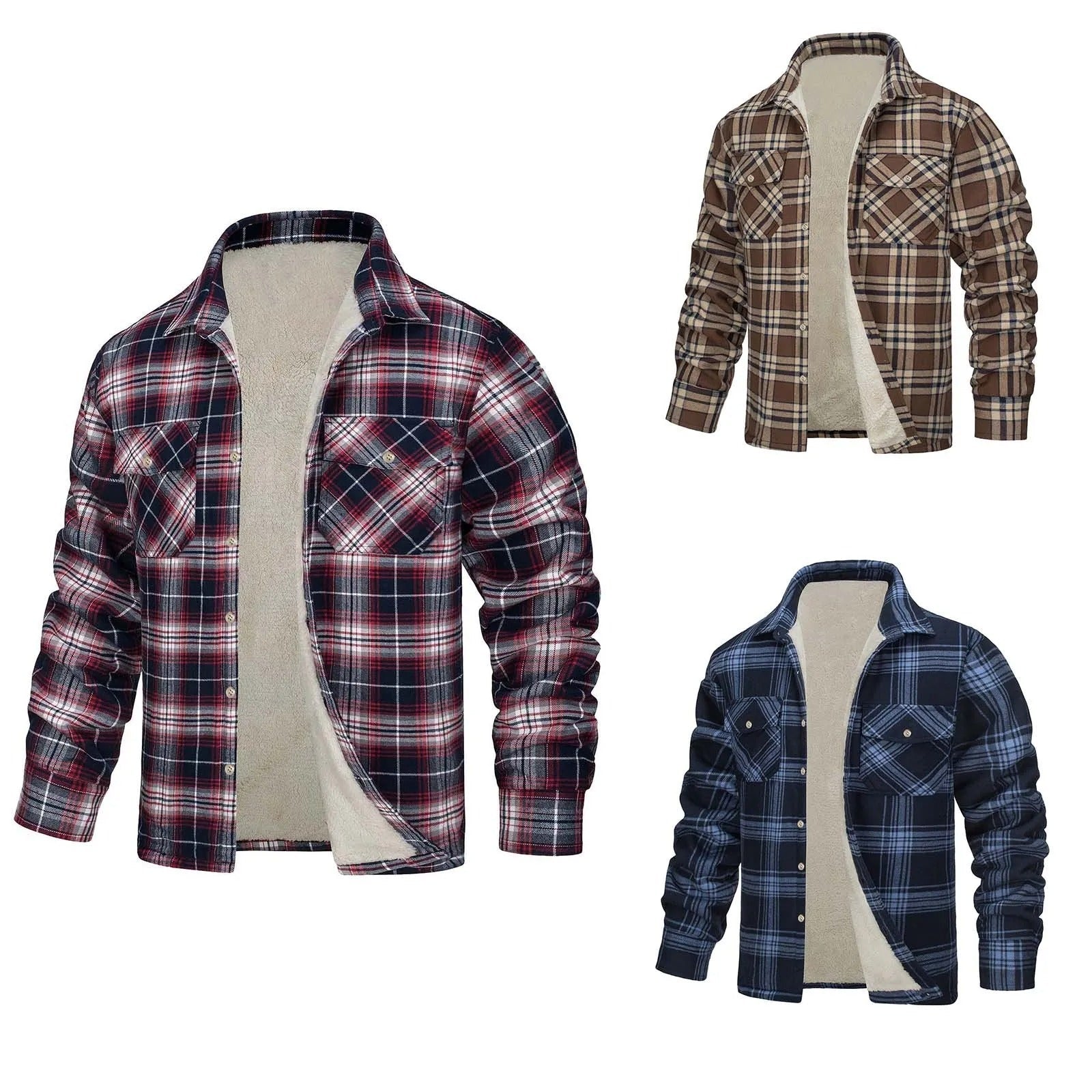 Chaqueta de franela a cuadros para hombre estilo algodón