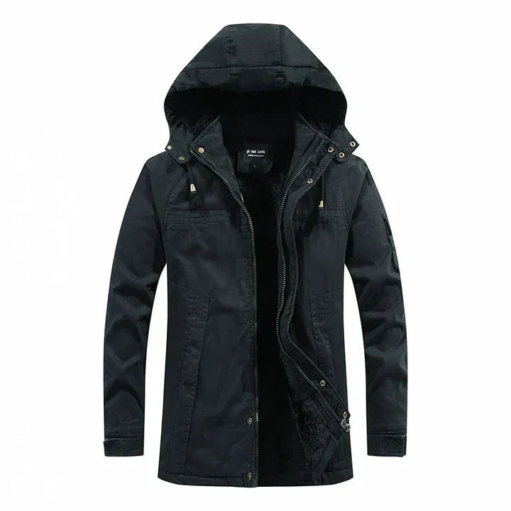 Chaqueta de invierno para hombre con capucha y forro polar