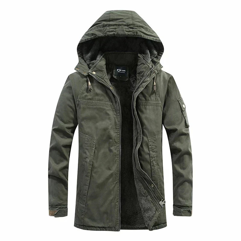 Chaqueta de invierno para hombre con capucha y forro polar