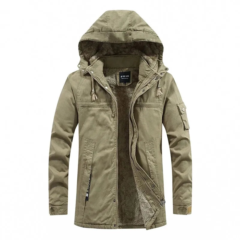 Chaqueta de invierno para hombre con capucha y forro polar