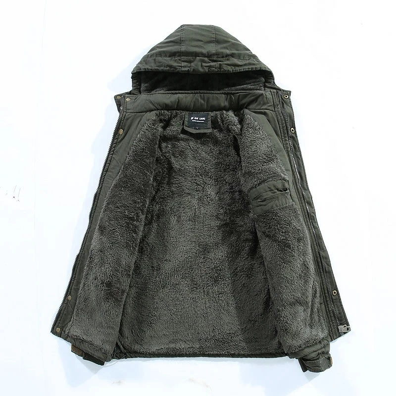 Chaqueta de invierno para hombre con capucha y forro polar
