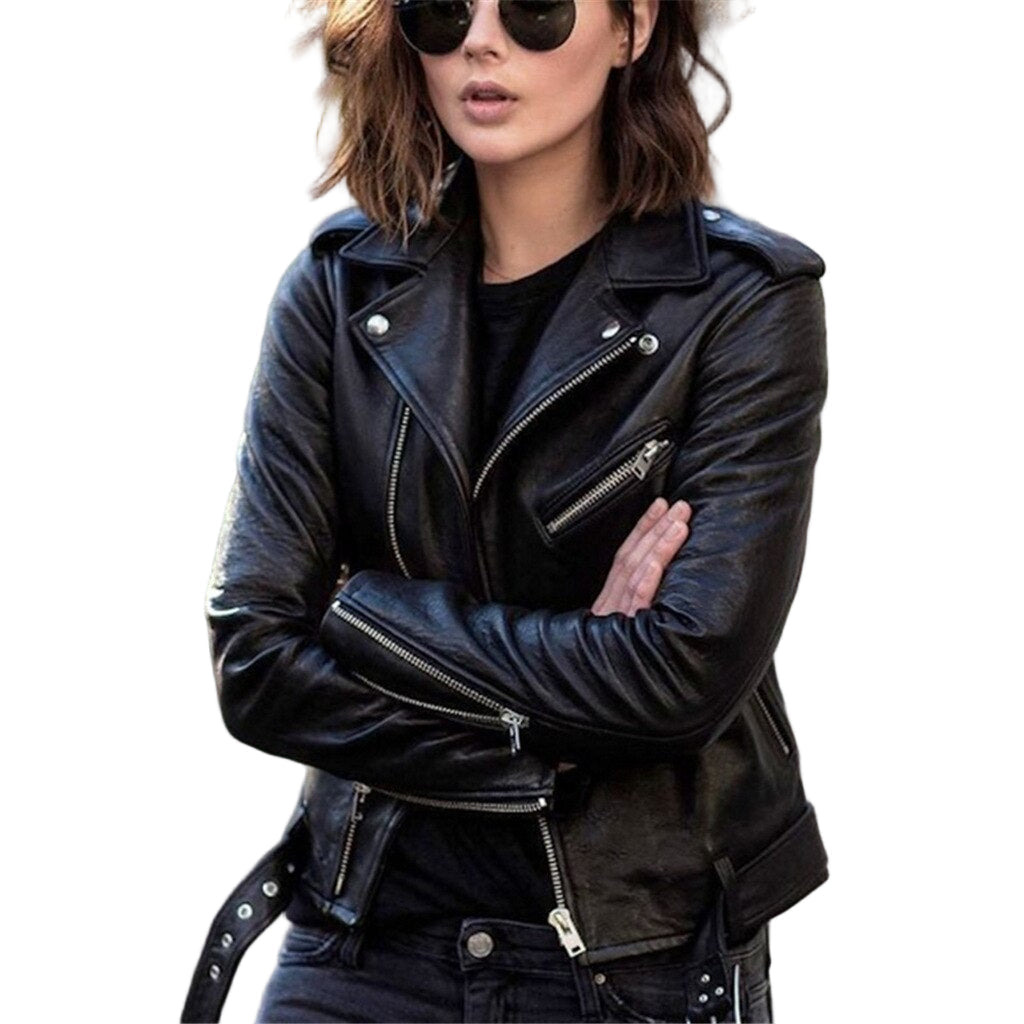 Chaqueta de mujer estilo motero con diseño de tendencia