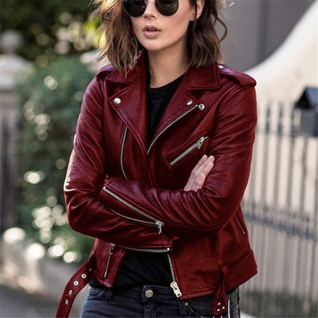 Chaqueta de mujer estilo motero con diseño de tendencia