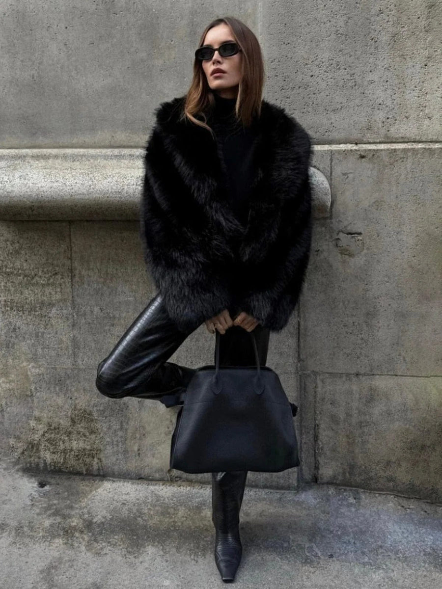 Chaqueta de pelo oversized para mujer