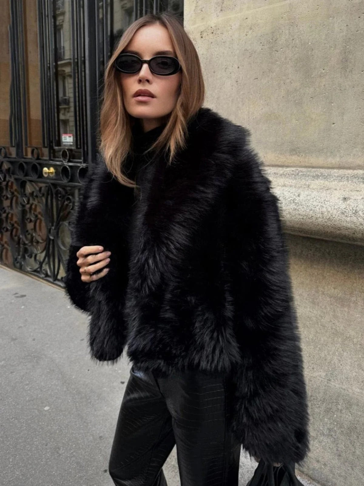 Chaqueta de pelo oversized para mujer