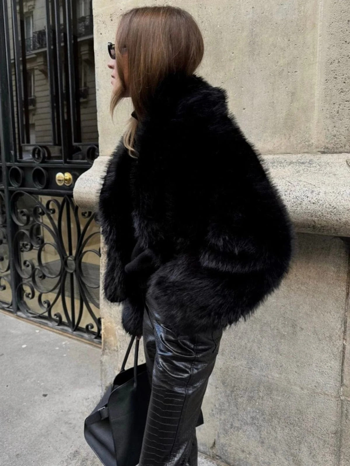 Chaqueta de pelo oversized para mujer