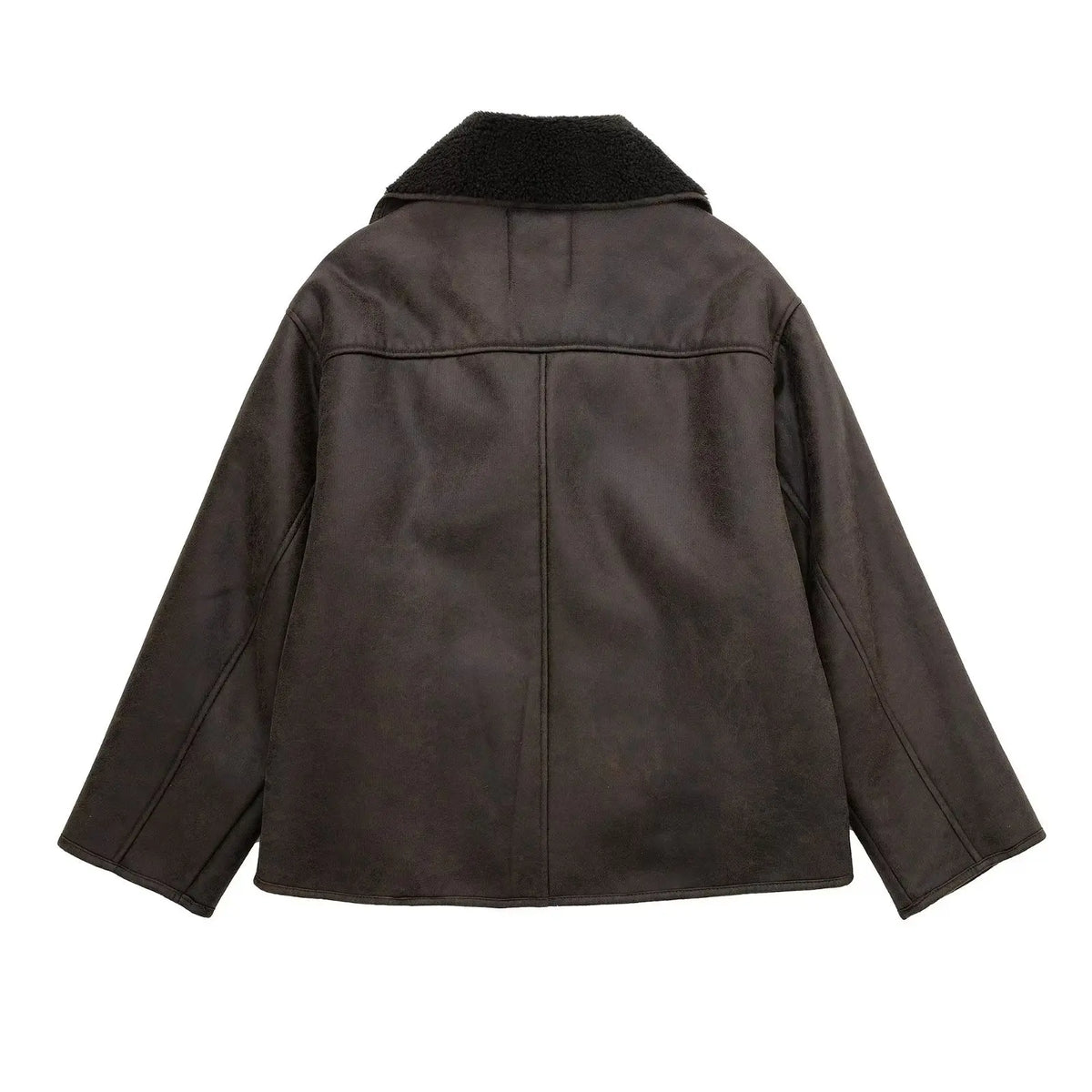 Chaqueta de piel de oveja con doble abotonadura para mujer