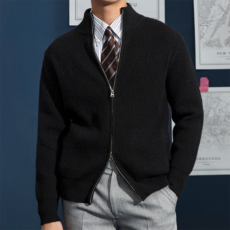 Chaqueta de punto acanalada con cremallera completa para hombre