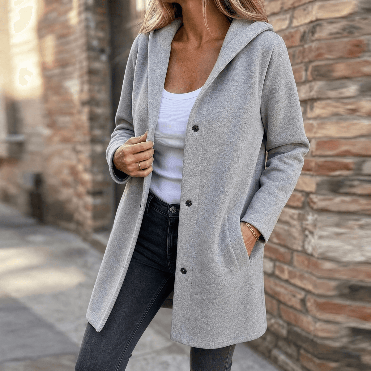Chaqueta de punto con capucha para el día a día