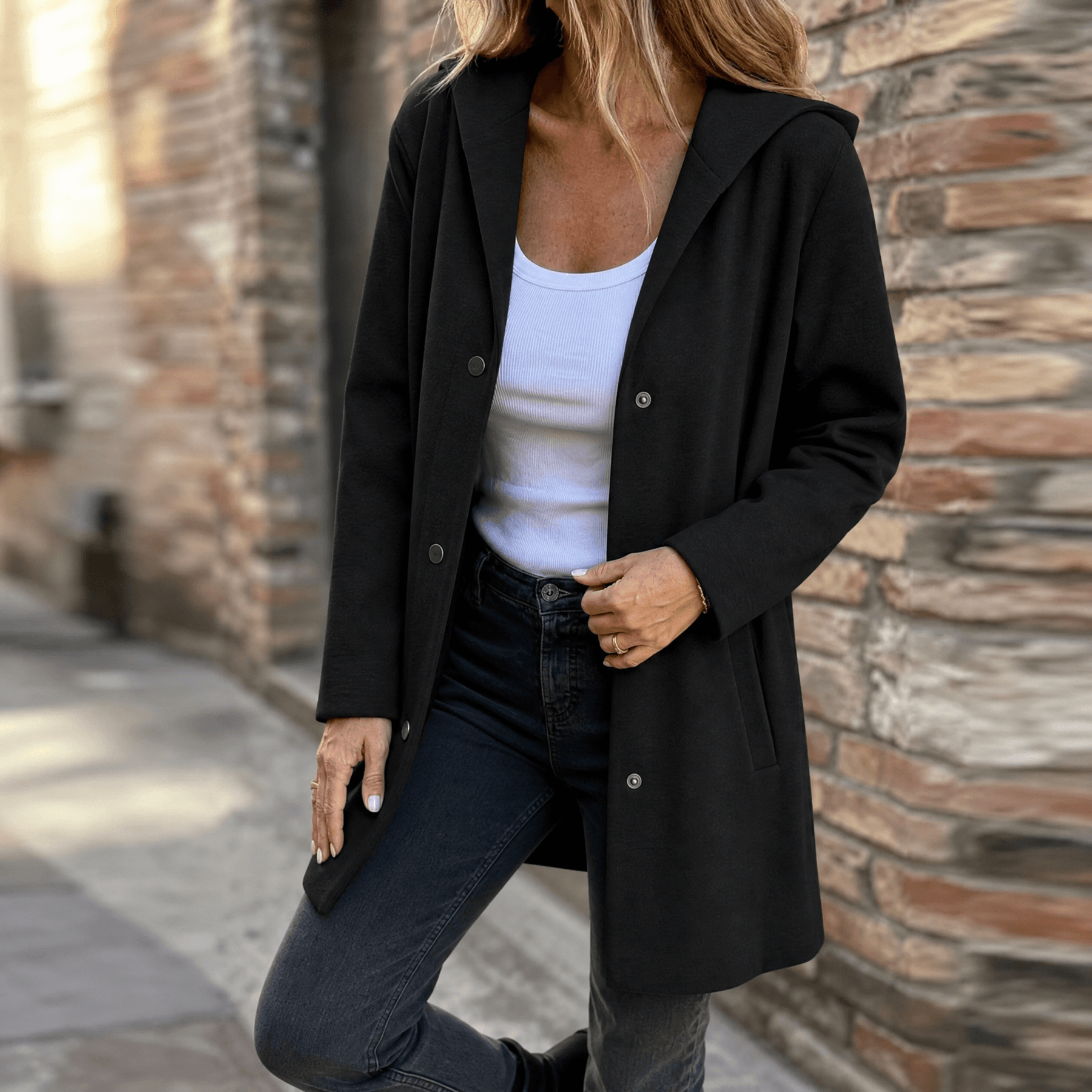 Chaqueta de punto con capucha para el día a día