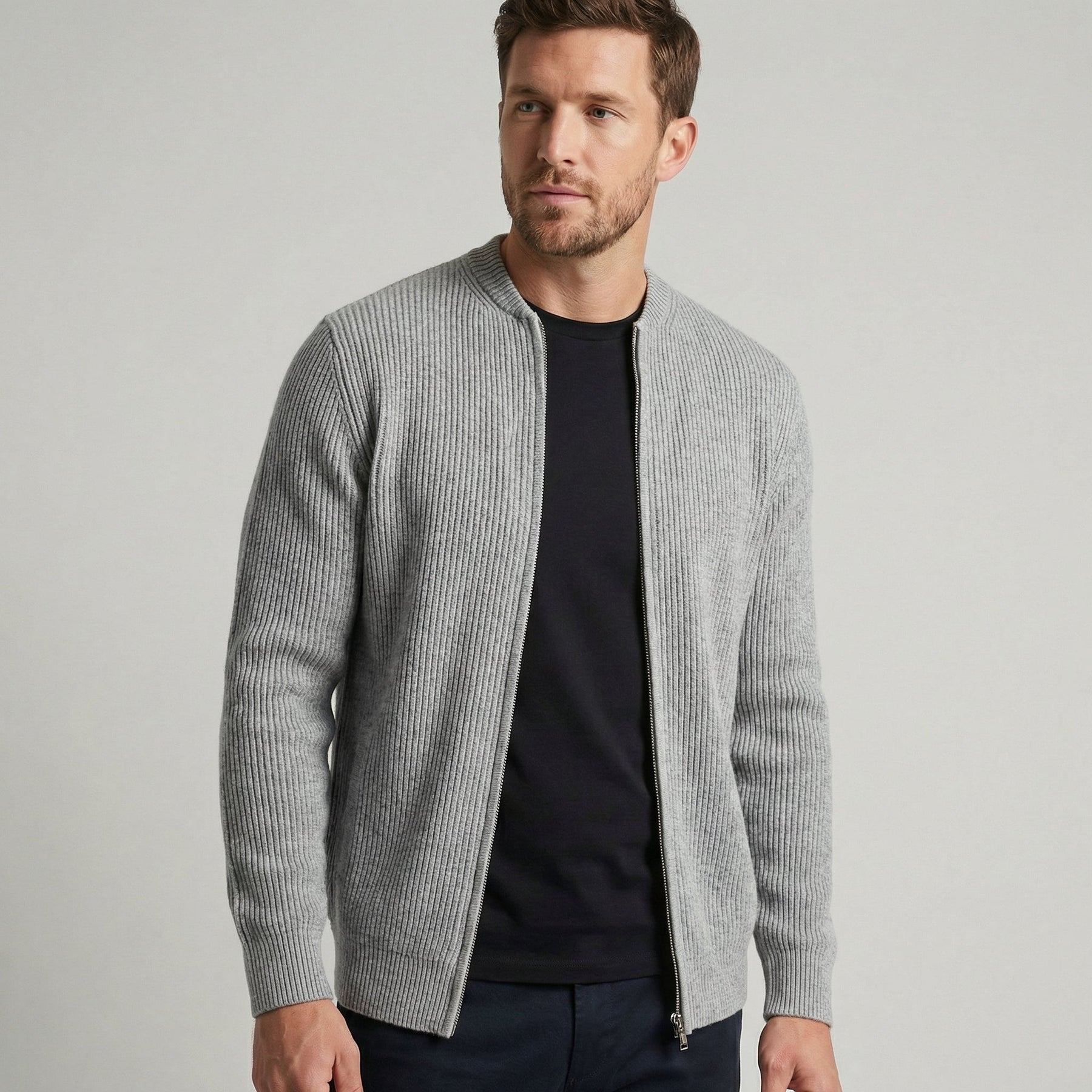 Chaqueta de punto con cremallera para hombre