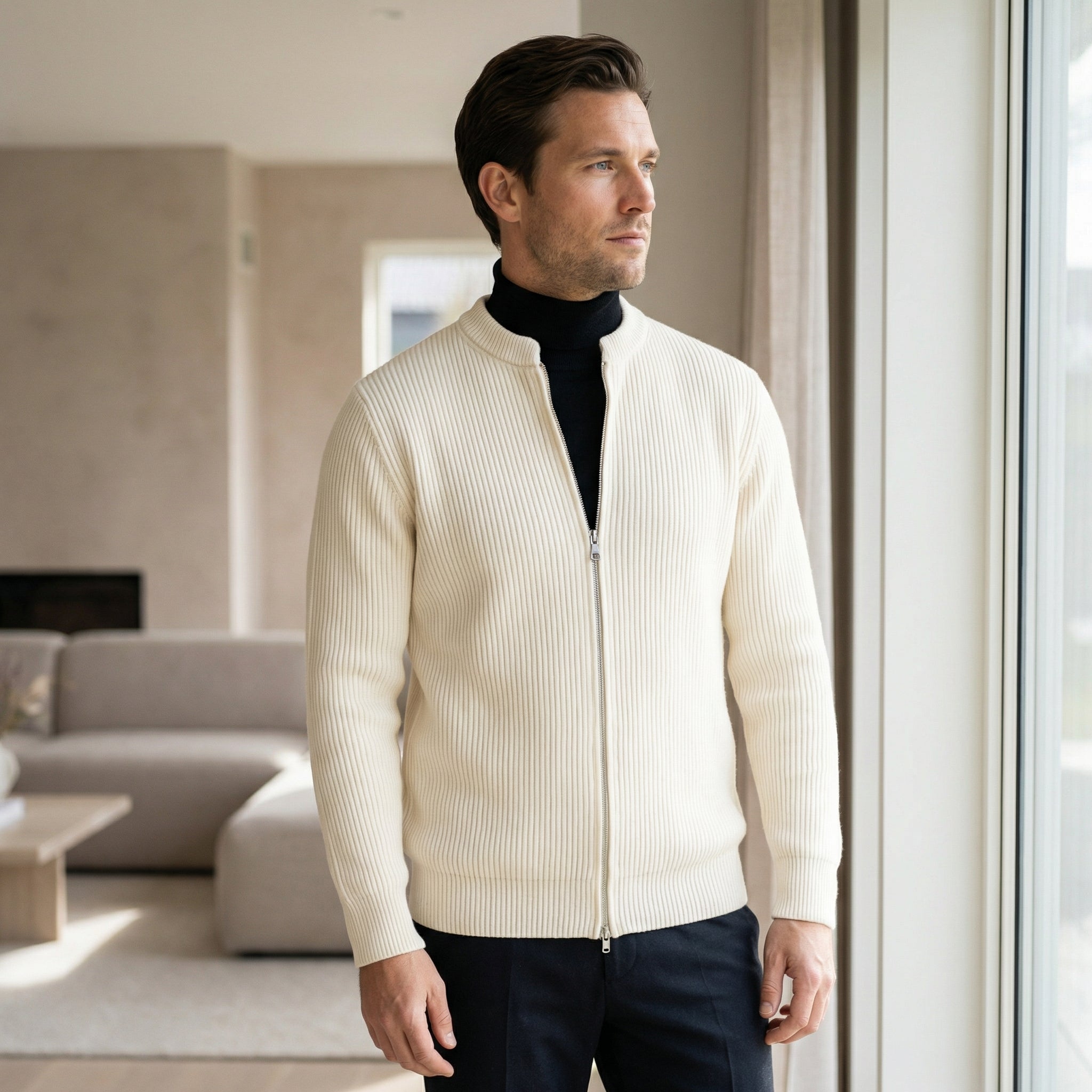 Chaqueta de punto con cremallera para hombre