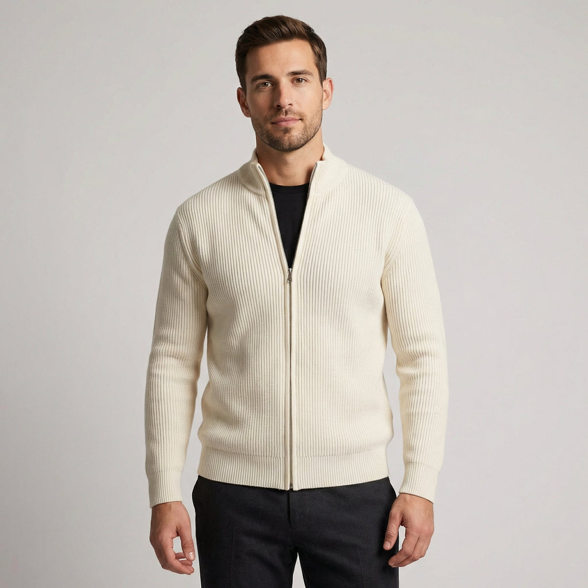 Chaqueta de punto con cremallera para hombre