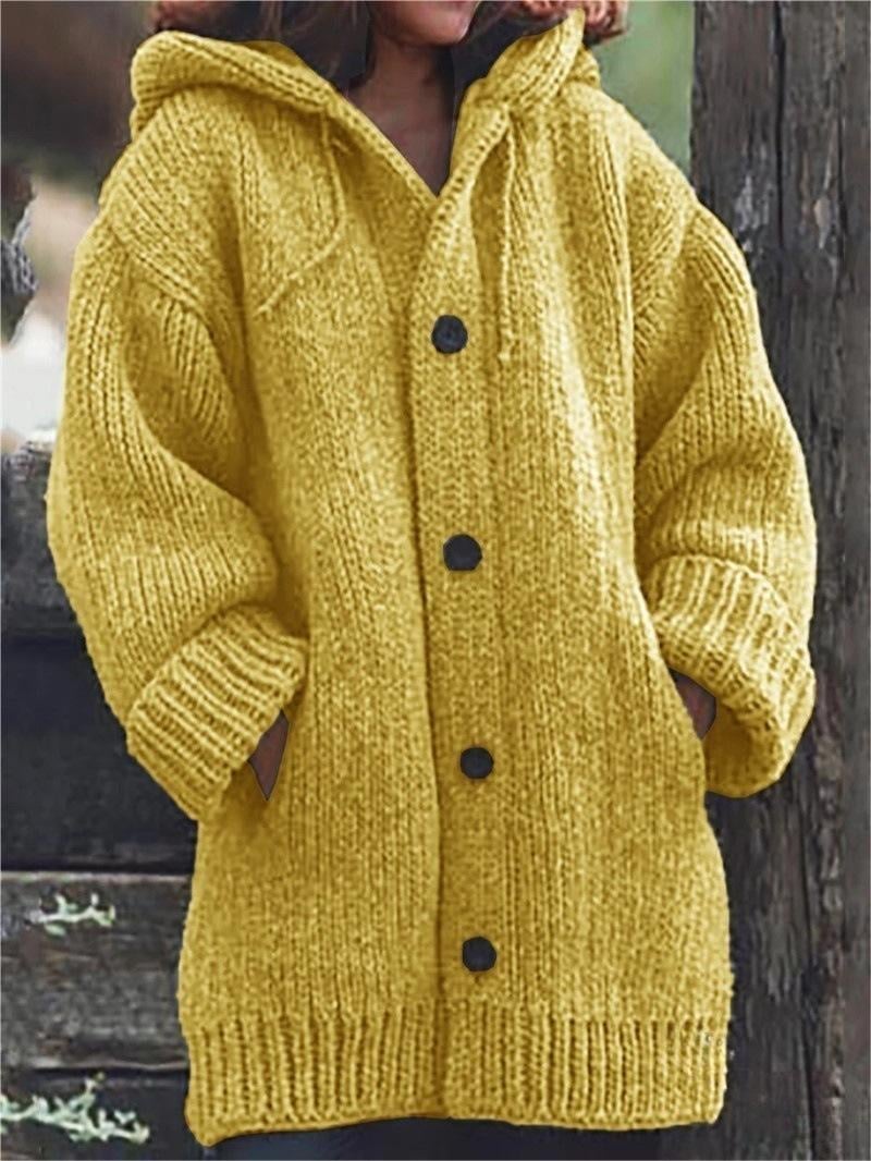 Chaqueta de punto holgada con capucha para mujer