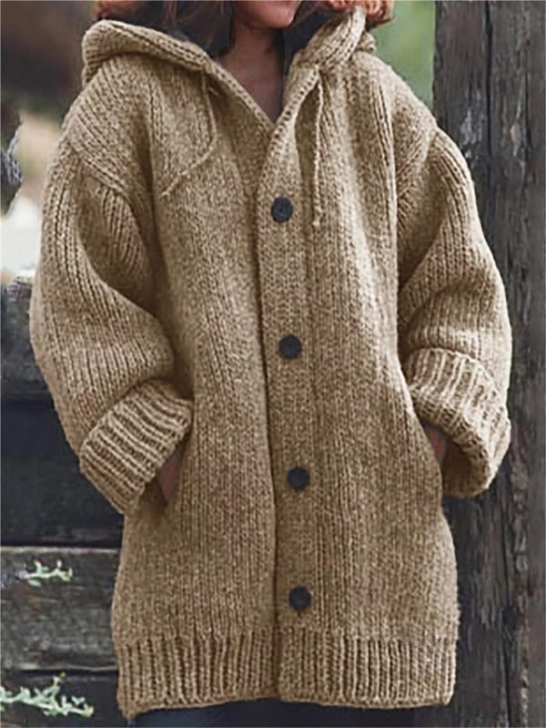 Chaqueta de punto holgada con capucha para mujer