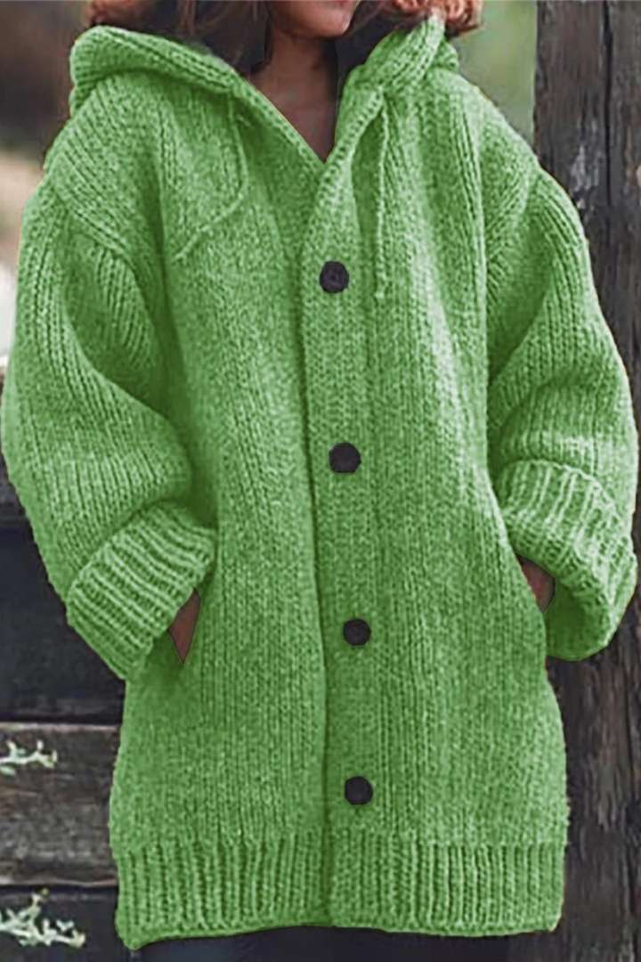 Chaqueta de punto holgada con capucha para mujer