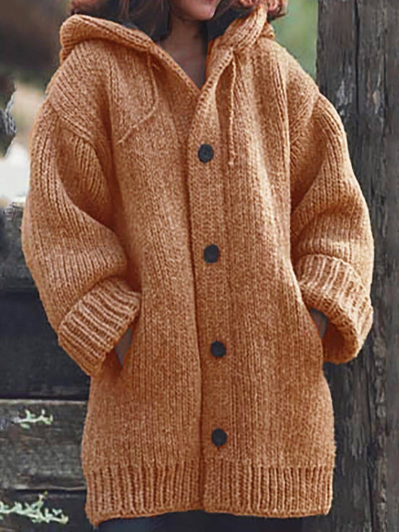 Chaqueta de punto holgada con capucha para mujer