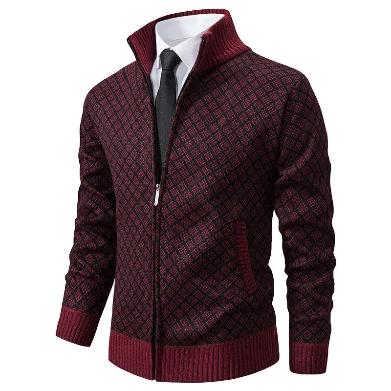 Chaqueta de punto jacquard suave para hombre