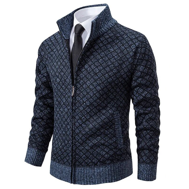 Chaqueta de punto jacquard suave para hombre