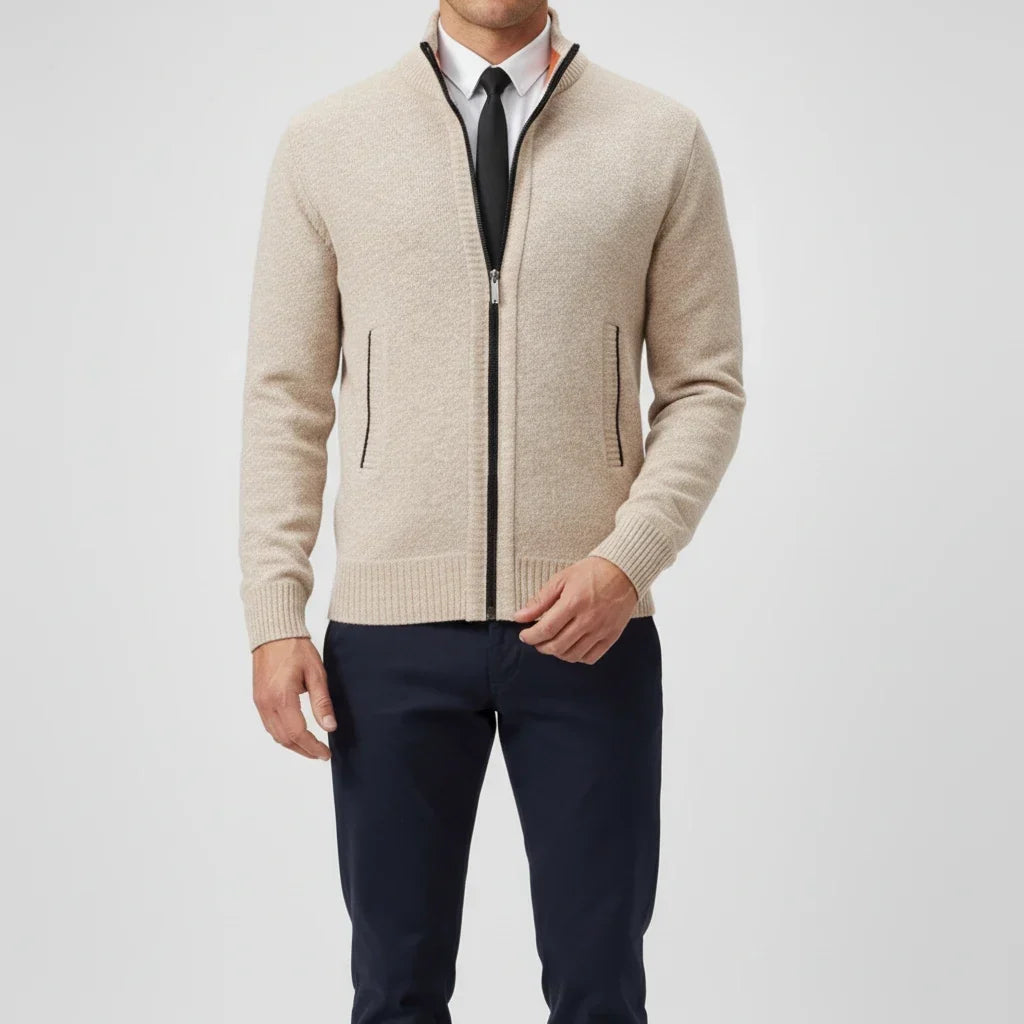Chaqueta de punto para hombre con cremallera