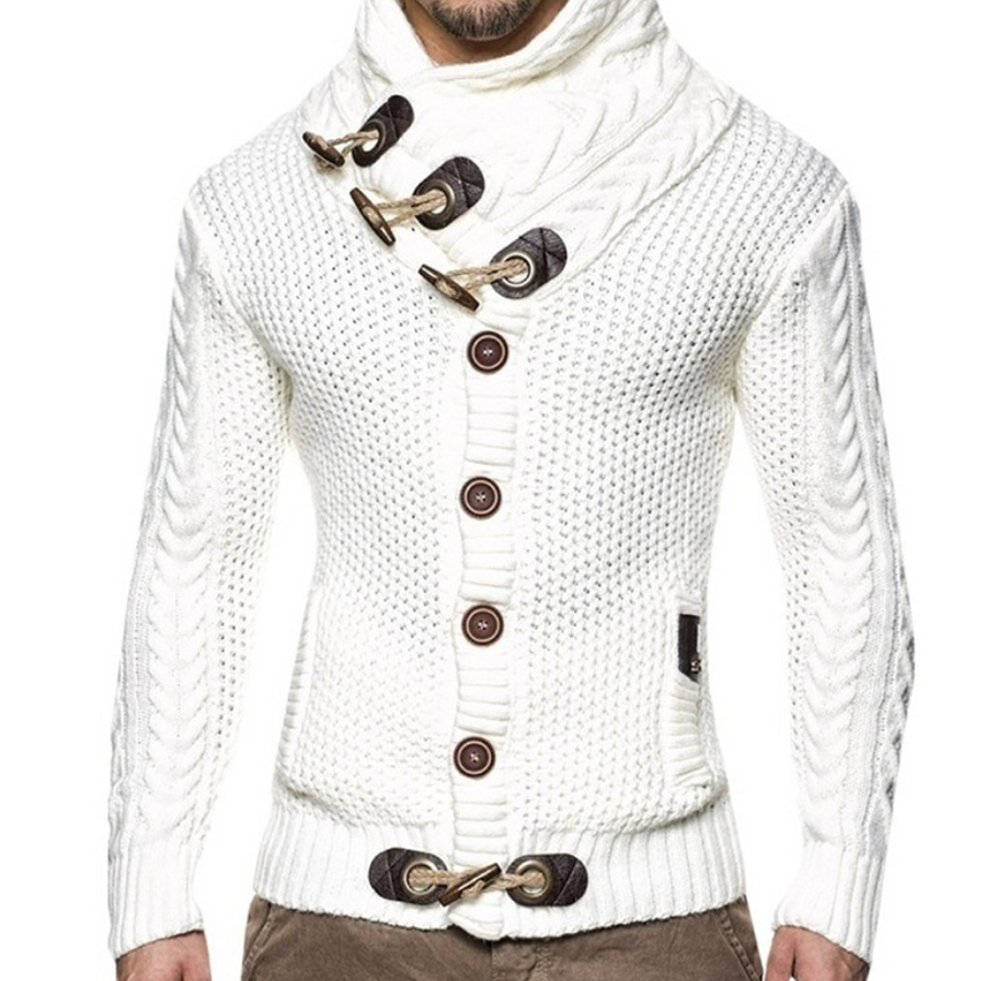 Chaqueta de Punto para Hombre con Cuello Alto | Chaqueta de Hombre Elegante y Casual