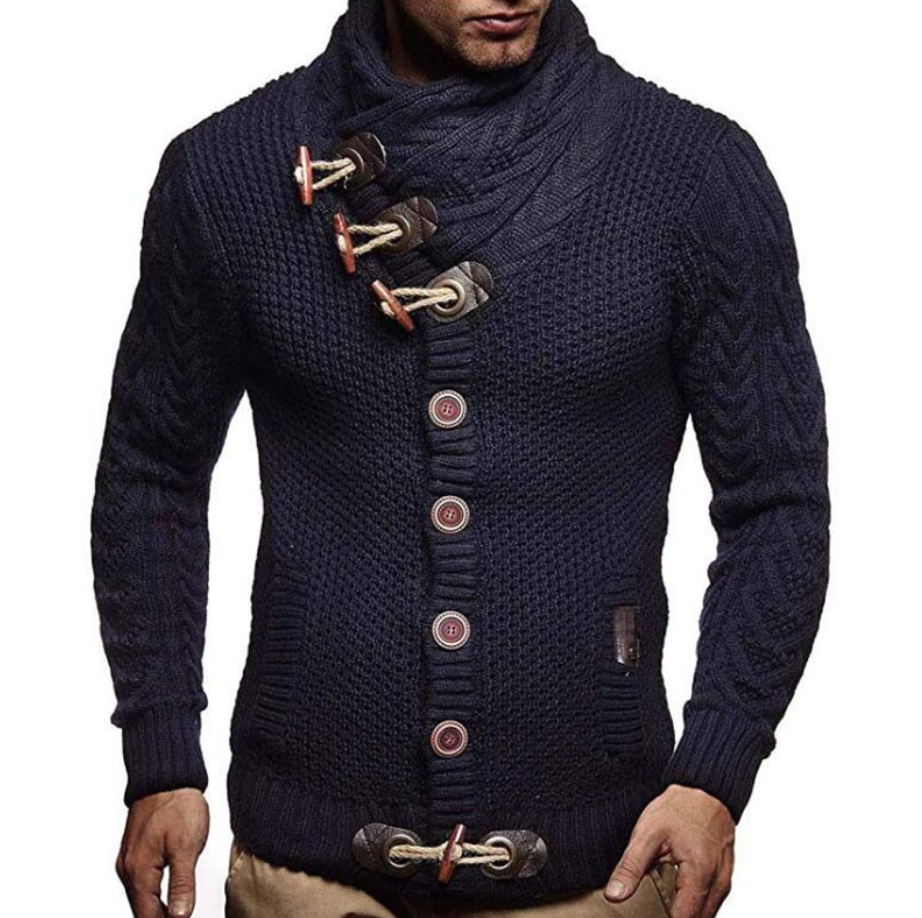 Chaqueta de Punto para Hombre con Cuello Alto | Chaqueta de Hombre Elegante y Casual