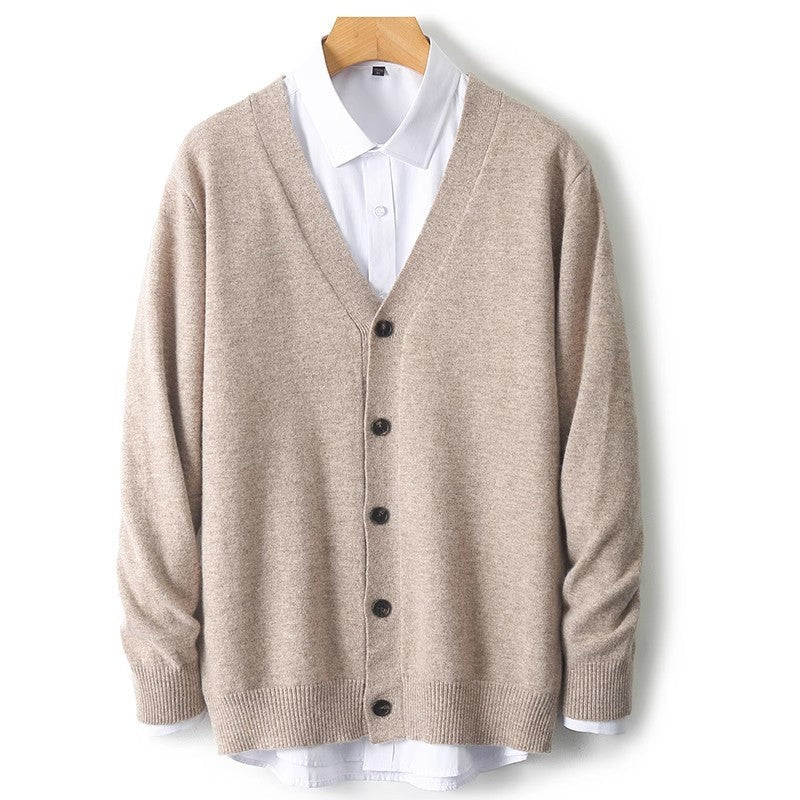 Chaqueta de punto para hombre con cuello en V y botones