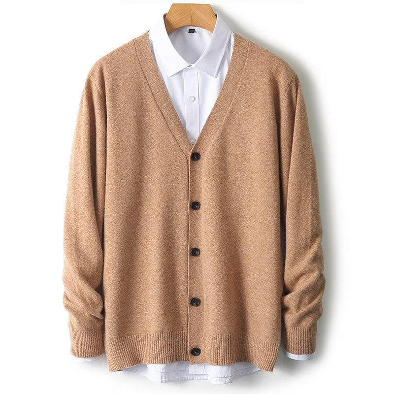 Chaqueta de punto para hombre con cuello en V y botones