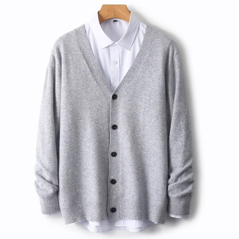 Chaqueta de punto para hombre con cuello en V y botones