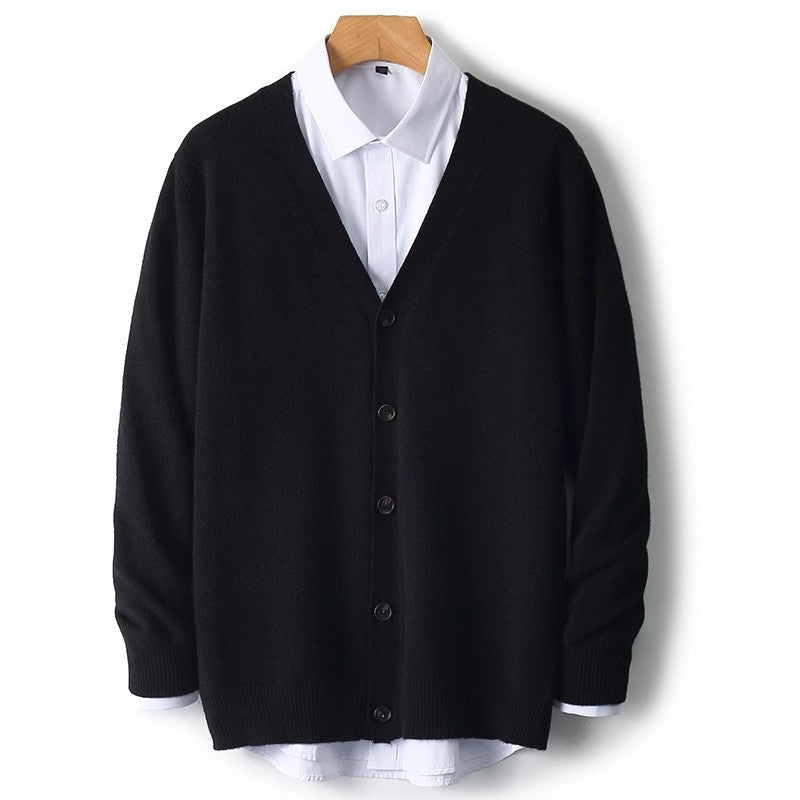 Chaqueta de punto para hombre con cuello en V y botones