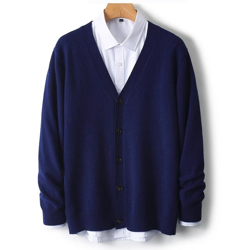 Chaqueta de punto para hombre con cuello en V y botones
