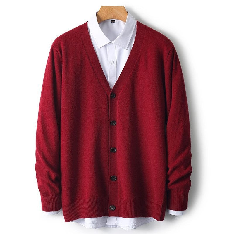 Chaqueta de punto para hombre con cuello en V y botones