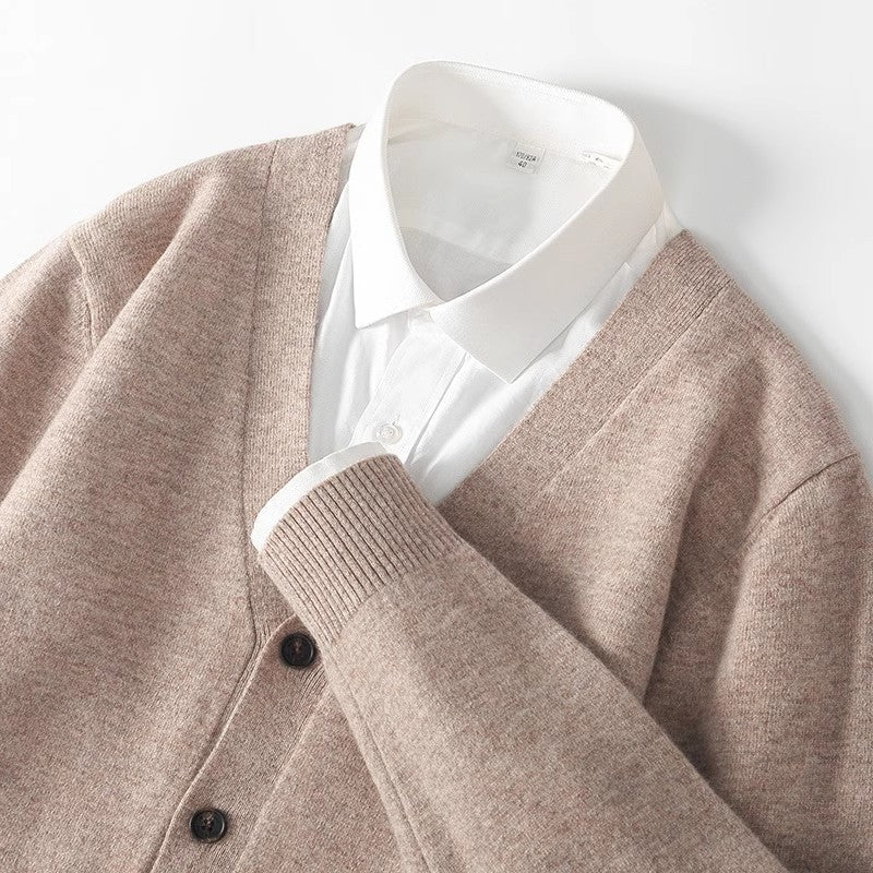 Chaqueta de punto para hombre con cuello en V y botones