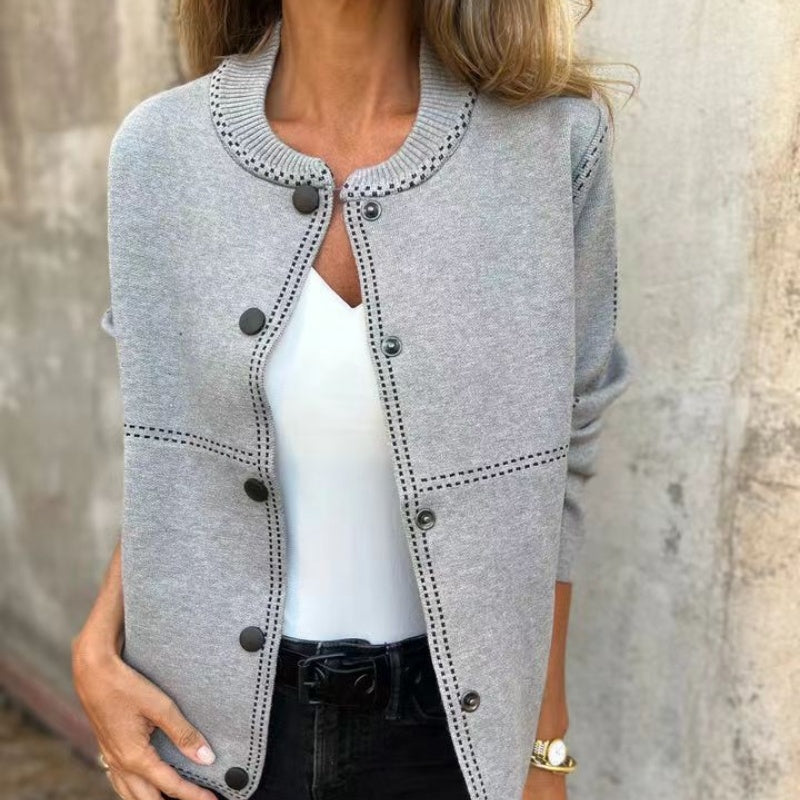 Chaqueta de punto para mujer con botones frontales