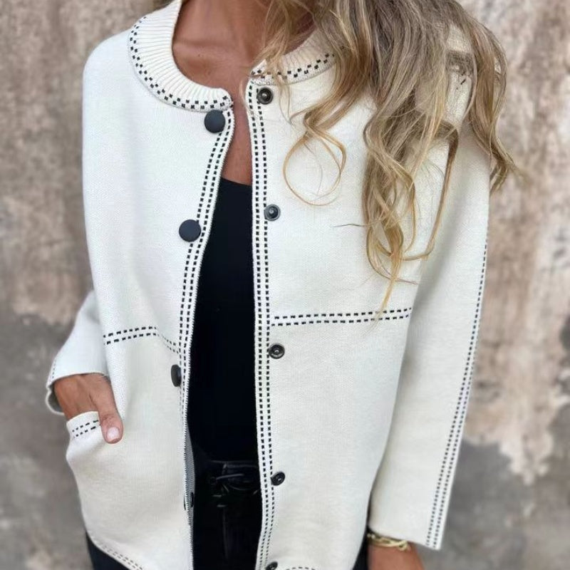 Chaqueta de punto para mujer con botones frontales
