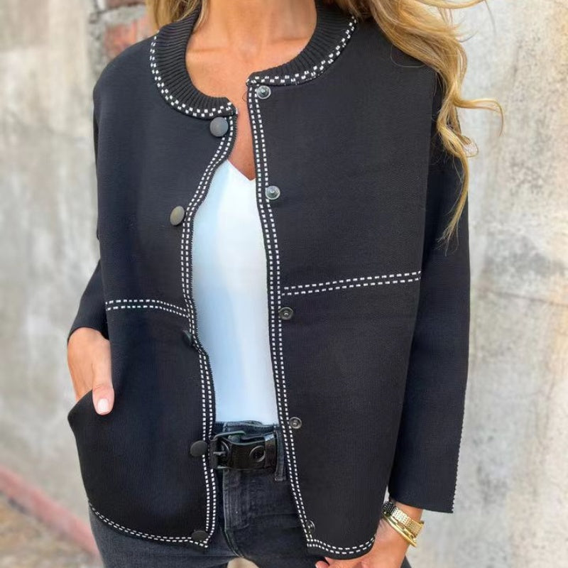 Chaqueta de punto para mujer con botones frontales