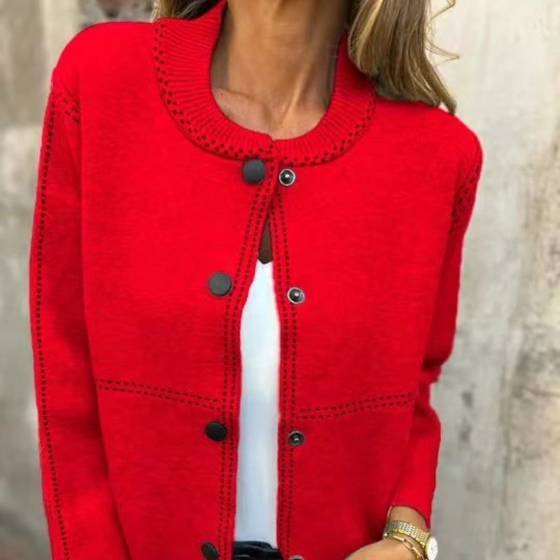 Chaqueta de punto para mujer con botones frontales