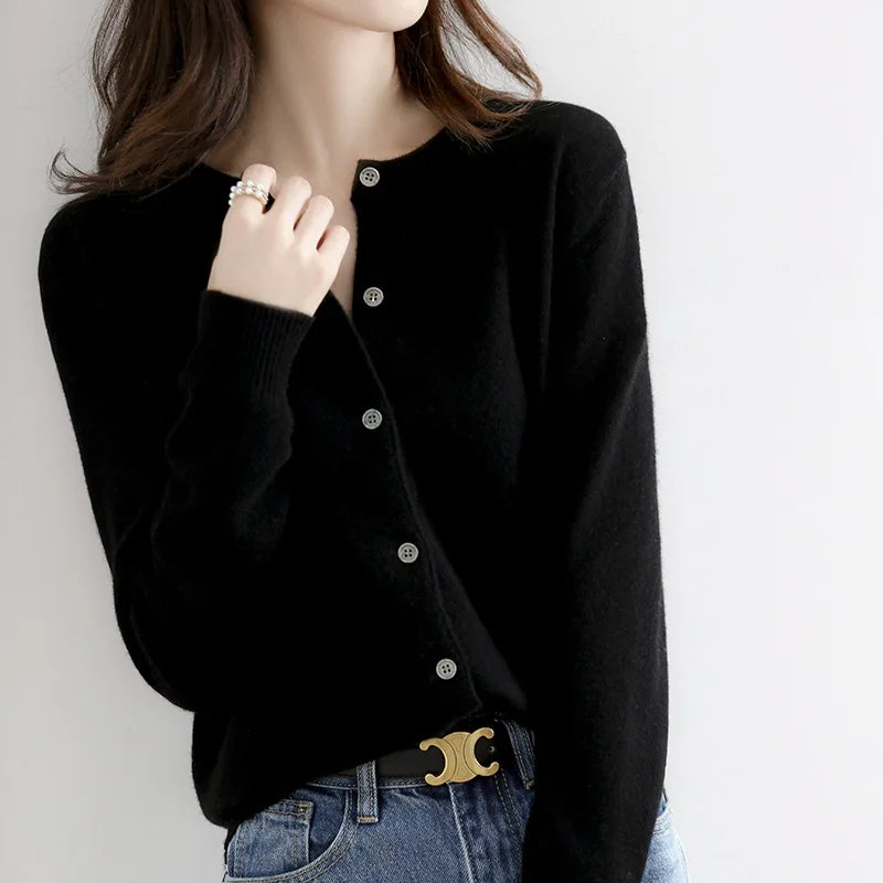 Chaqueta de punto suave con botones para mujer
