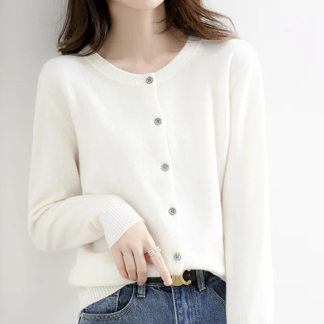Chaqueta de punto suave con botones para mujer