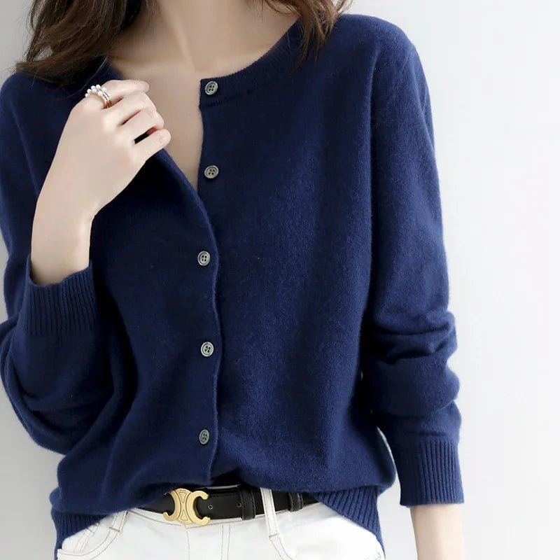 Chaqueta de punto suave con botones para mujer