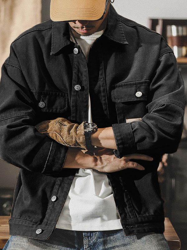 Chaqueta de trabajo cargo para hombre estilo vintage americano, chaqueta retro resistente de diseño clásico