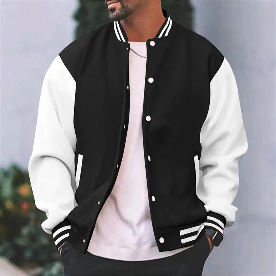 Chaqueta estilo béisbol tipo bomber para hombre: estilo casual para otoño